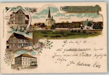 37434 W3429 Gieboldehausen 1898 Lithographie Kaiserl. Postamt Gemeinde Rathaus Kgl. Amtsgericht Kirche