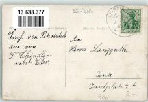 04838 O7281 Pehritzsch Lithographie Dorfstraße Gasthaus Kirche Teich Bahnpost Leipzig