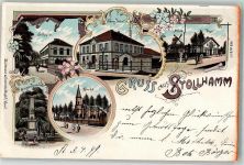 26969 W2890 Stollhamm 1899 Lithographie Hotel Harms Kriegerdenkmal Windmühle Post