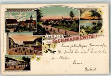 04774 O7261 Schmannewitz 1900 Lithographie Waldteich Gasthaus Schroth Pfarrhaus