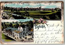 04425 O7127 Taucha b Leipzig 1911 Lithographie Gasthaus Schützenhaus