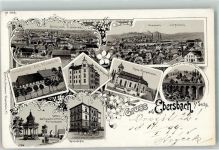 02730 O8705 Ebersbach /Sa. Lithographie Kgl. Amtsgericht Spreeburg-Verein "Die Spreequelle" Viadukt Gemeinde-Amt