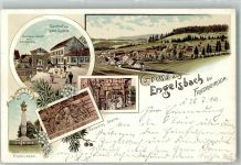 99894 O5801 Engelsbach 1899 Lithographie Der Kandelaber Gasthaus zur guten Quelle Paradies-Steine