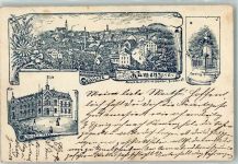 01917 O8290 Kamenz 1894 Lithographie Vorläufer Lessing-Denkmal Kaiserl. Post