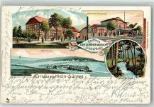 31848 W3252 Klein Süntel 1906 Lithographie Bahnhof Gasthaus zur schönen Aussicht Wasserfall