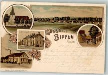 49626 W4576 Bippen 1897 Lithographie Kirche Bahnhof Molkerei