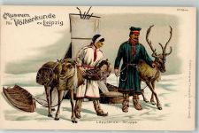 O7000 Leipzig Museum für Völkerkunde Lappländer-Gruppe Bruno Bürger & Ottilie Motiv Norwegen Lithographie