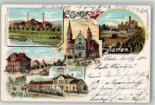 37176 W3412 Nörten-Hardenberg 1901 Lithographie Ruine Hardenberg Bahnhof Post Gräfl. Kapelle Zuckerfabrik
