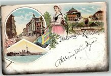 Karlskrona 1901 Lithographie Dampfschiff