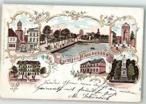 Friedeberg Neumark Strzelce Krajenskie 1901 Lithographie Gymnasium Kriegerdenkmal