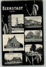 Bernstadt Bierutów 1908 - Rathaus Postamt Städt. Schlachthaus