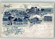 Lanskroun Landskron 1899 Lithographie Zigarrenfabrik Gymnasium