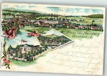 02730 O8705 Ebersbach , Sachs 1908 Lithographie Gasthaus Etablissement Hainberg Bahnhof mit Haine