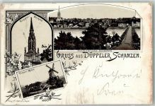 Düppel 1894 Lithographie Düppeler Schanzen Düppeldenkmal Windmühle Vorläufer