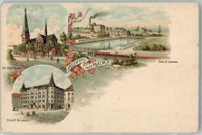 Malmö Lithographie Hotel Kramer Kirche St. Petri