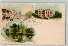 Libau Liepaja Lithographie Gymnasium Grosse Strasse