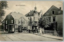 57072 W5900 Weidenau , Sieg 1906 Foto AK Straßenbahn-Haltestelle