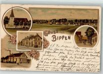 49626 W4576 Bippen 1905 Lithographie Bahnhof Molkerei Kirche