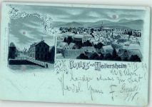79423 W7843 Heitersheim 1899 Gebrauchsspuren Lithographie Mondschein Gasthaus