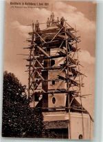 94262 W8371 Kollnburg 1921 Foto AK Eingerüsteter Kirchturm 1. Juni 1921 Dachdecker