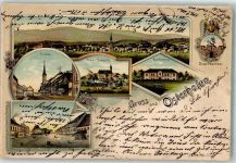 94486 W8353 Osterhofen , Niederbay 1903 Lithographie Kloster Damenstift Krankenhaus Stadtplatz Stadtwappen