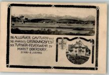 87616 W8952 Marktoberdorf 1913 Passepartout 28. Allgäuer Gauturn- und 50 jähr. Gründungsfest der Turner-Feuerwehr 1913