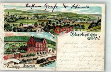 58553 W5884 Oberbrügge 1904 Lithographie Hotel Süderland Eisenbahn