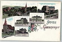 21502 W2054 Geesthacht Lithographie Gemeindeschule Kaiserl. Postamt