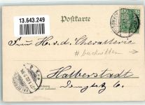 38835 O3606 Osterwieck 1902 Gebrauchsspuren Lithographie Bahnhof Zuckerfabrik Höhere Privat-Schule Rathaus Denkmäler Wappen beschnitten