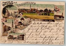 84307 W8330 Eggenfelden Lithographie Landshuter Tor Klosterkirche
