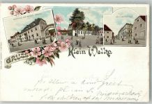 02625 O8601 Kleinwelka Gebrauchsspuren Lithographie Gasthaus der Brüder Gemeine Kirche Mädchenanstalt