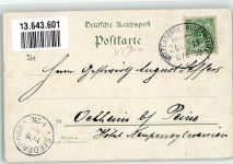 19348 O2910 Perleberg 1898 Lithographie Bahnpost Wittenberge Neustrelitz Zug 16 18.8.98 Hotel Deutscher Kaiser