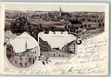 84307 W8330 Eggenfelden 1902 Lithographie Oberer- u. Unterer Stadtplatz