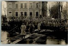 33098 W4790 Sennelager 1915 Privatfoto AK Hochwasser Gruppenphoto Militärs Ort handschriftlich