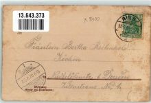 01587 O8401 Gröba 1902 Gebrauchsspuren Lithographie Hafen-Gasthaus Hafen Frachtschiffe Schloß