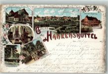 29386 W3122 Hankensbüttel 1898 Lithographie Kirche Kriegerdenkmal Gasthaus Sacke