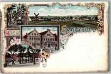 48624 W4437 Eggerode Lithographie Brunnen Gnaden-Kapelle Spar- u. Darlehnskasse