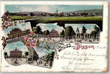 49201 W4503 Dissen am Teutoburger Wald 1900 Lithographie Bahnhof Volksschule Rektoratschule