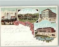 88326 W7960 Aulendorf , Württ 1899 Lithographie Schloß Kirche Gasthaus zum Löwen Bahnhof