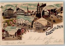84307 W8330 Eggenfelden 1900 Lithographie Knabenschule Bahnhofstraße Landshuterstraße