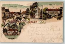 84307 W8330 Eggenfelden 1899 Lithographie Hauptplatz Schloss Gern Pfarrkirche Closenmonument