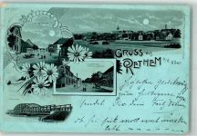 27336 W2818 Rethem Aller 1900 Lithographie Langestraße Seebrücke Mondschein