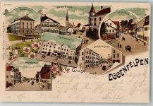 84307 W8330 Eggenfelden 1899 Lithographie Knabenschule Bahnhofstraße Landshuterstraße