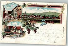 83410 W8229 Laufen , Salzach 1900 Lithographie Gasthaus z. wilden Mann