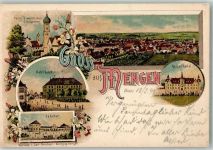 88512 W7947 Mengen , Württ 1899 Lithographie Hotel Bayer Bahnhof Krankenhaus Am Stadtgraben