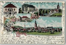 59597 W4782 Erwitte 1901 Lithographie Marien-Krankenhaus Schloß Rathaus