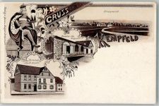 55758 W6581 Kempfeld Lithographie Brauerei Wwe. Stumm Bierkönig Gasthaus Wwe. Stumm