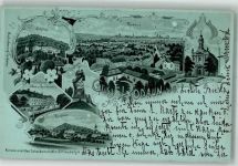 1230 Wien 23. Bezirk, Liesing 1898 Lithographie Schloss Kirche Hotel u. Gasthaus Stelzer Rodaun