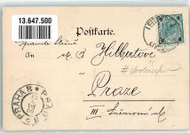 Litomerice Leitmeritz 1900 Lithographie Stadtwappen K.K. Post-Gebäude Vorläufer