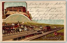 88326 W7960 Aulendorf , Württ 1899 Lithographie Bahnhof